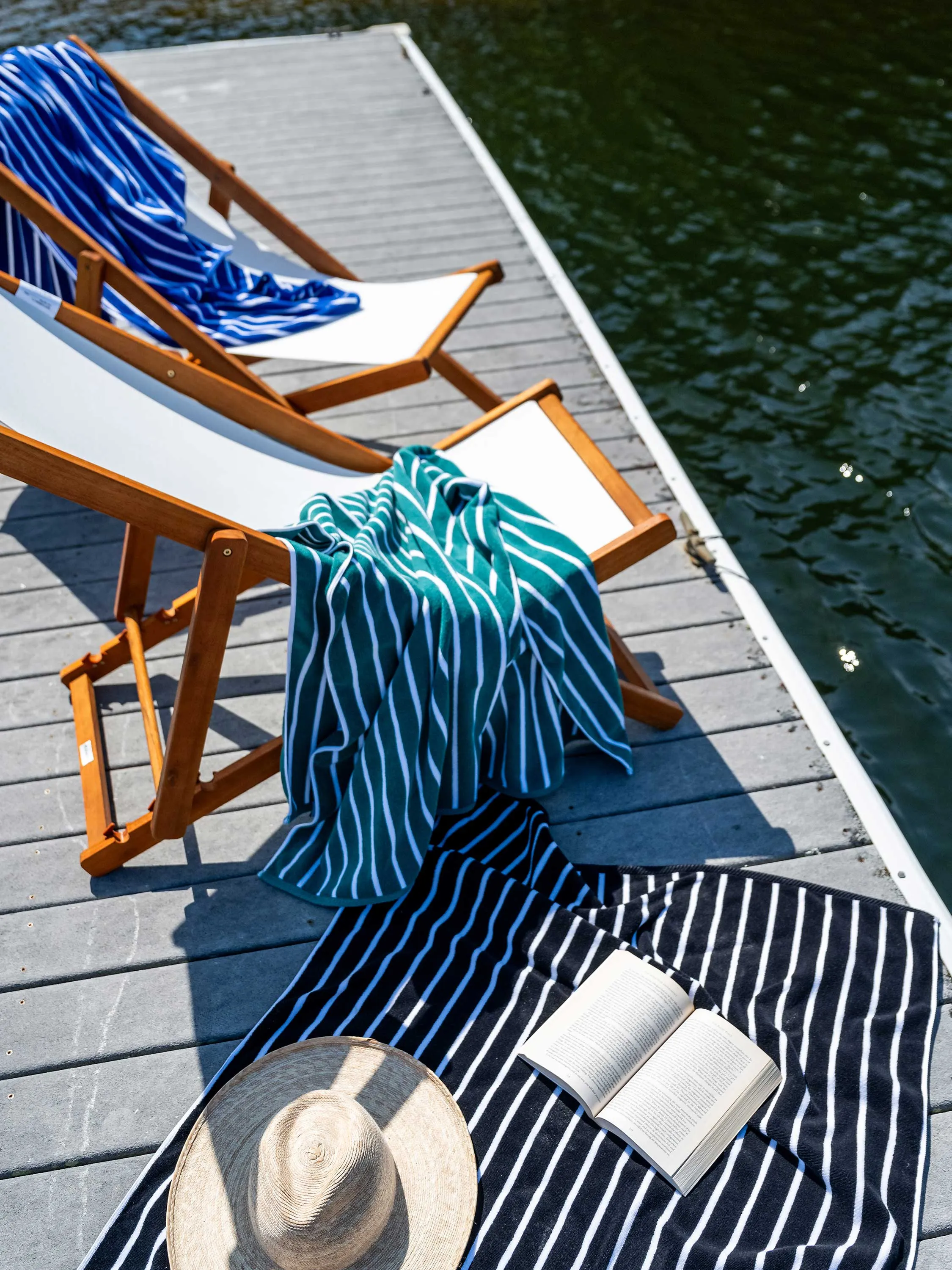 Royal Blue Pinstripe Cabana Beach Towel