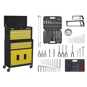 Sealey AP22YCOMBO 6 Drawer Topchest & Rollcab Combination with Ball-Bearing Slides & 170pc Tool Kit