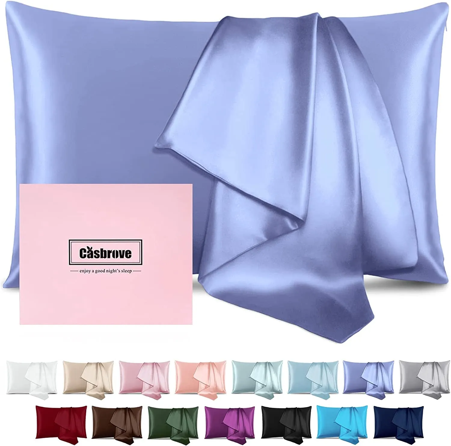 Silk Pillow Cases Mulberry Silk Pillow Cases Soft Breathable Both Sided Natural Silk Pillowcase with Zipper Beauty Sleep Silk Pillow Cases 1 Pc for Gift (Standard, Cornflower Blue)