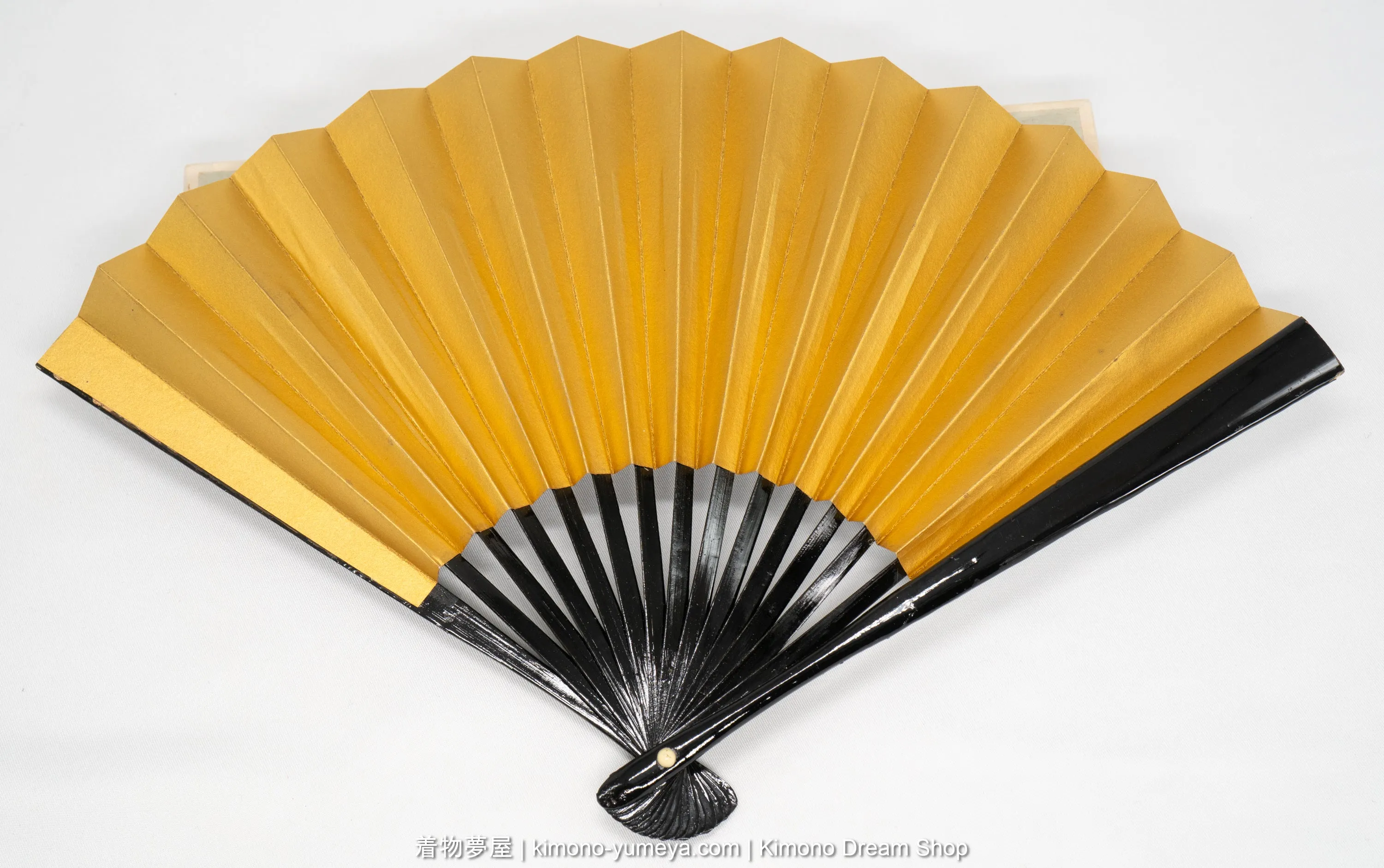 Silver & Gold Folding Fan - Shiny Metallic Paper - Vintage Japanese Accessory