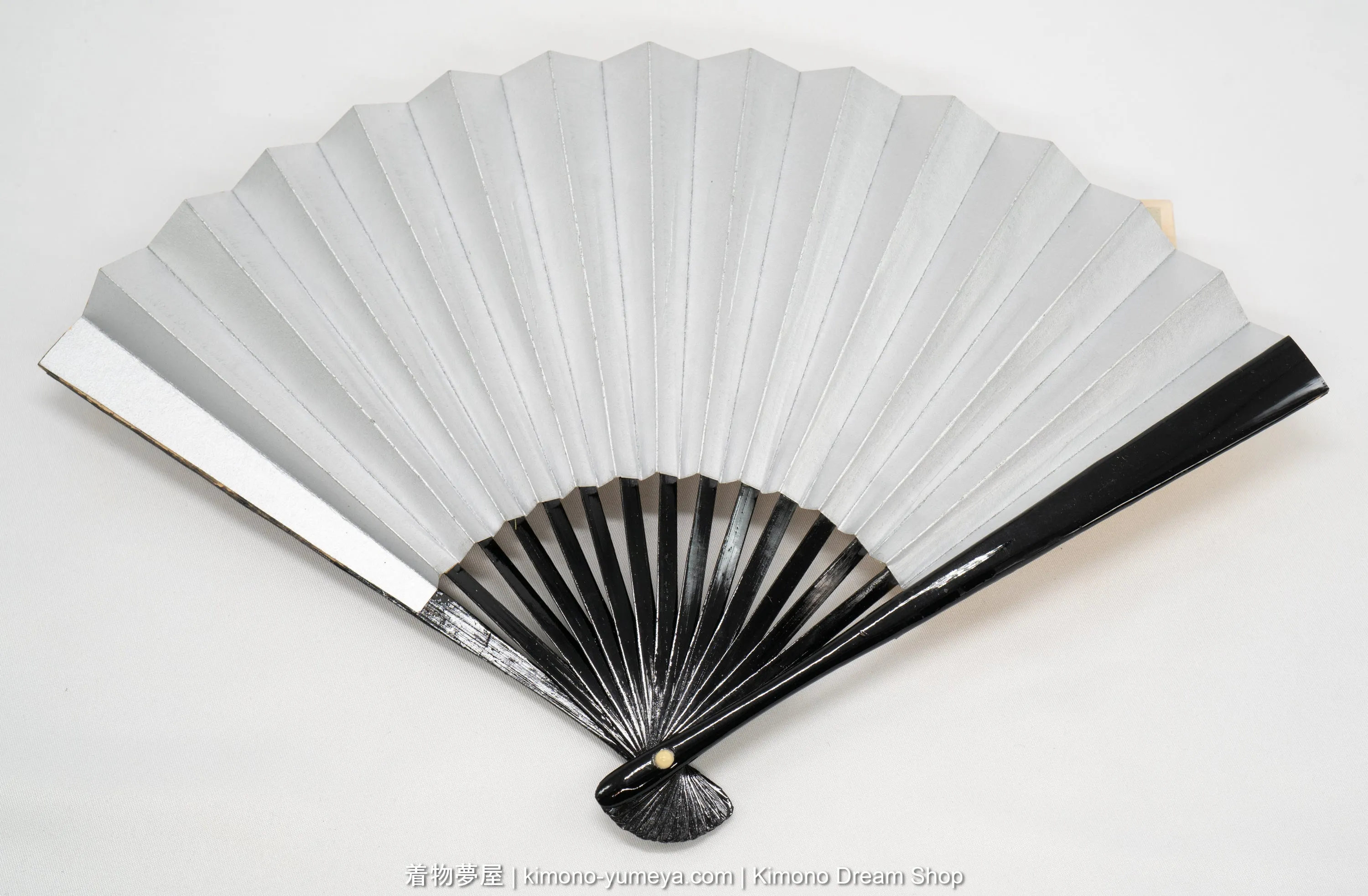 Silver & Gold Folding Fan - Shiny Metallic Paper - Vintage Japanese Accessory