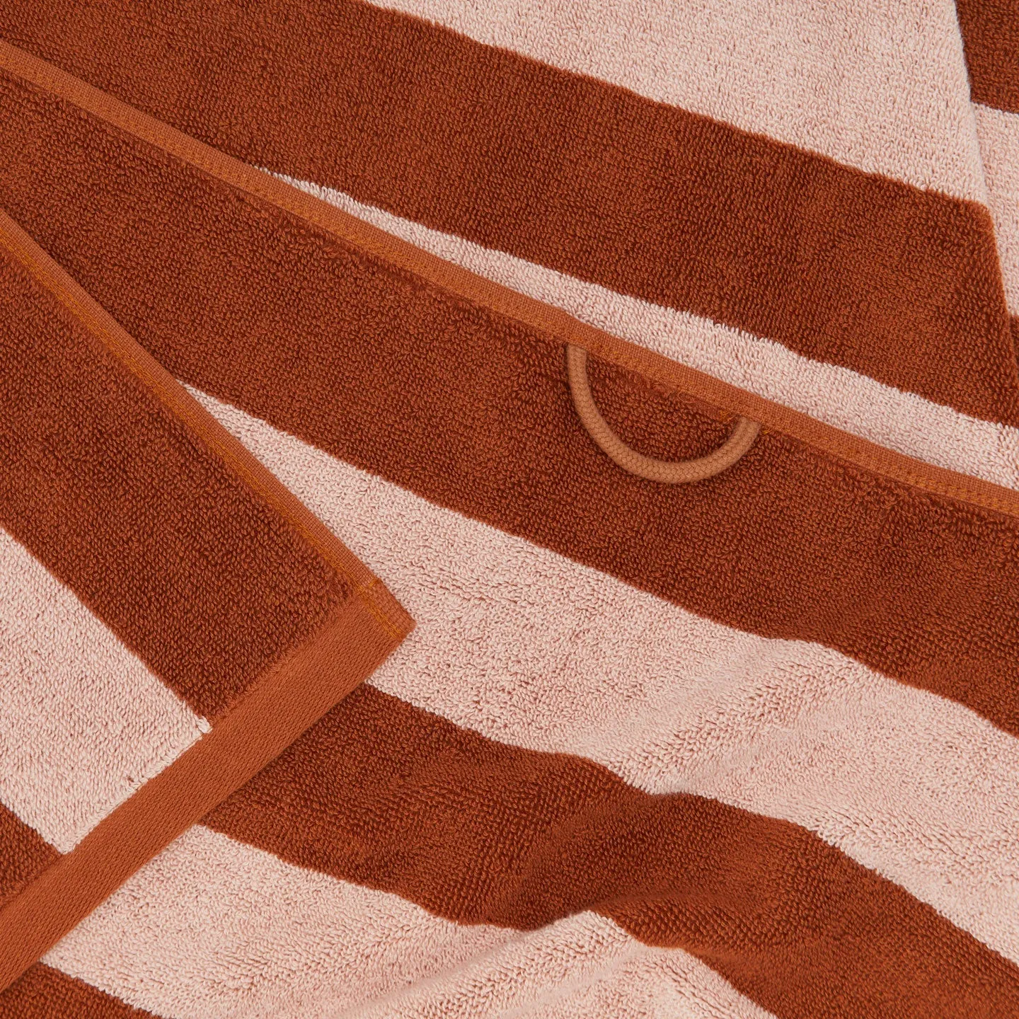 Simple Striped Terry Beach Towel - Blush/Terracotta