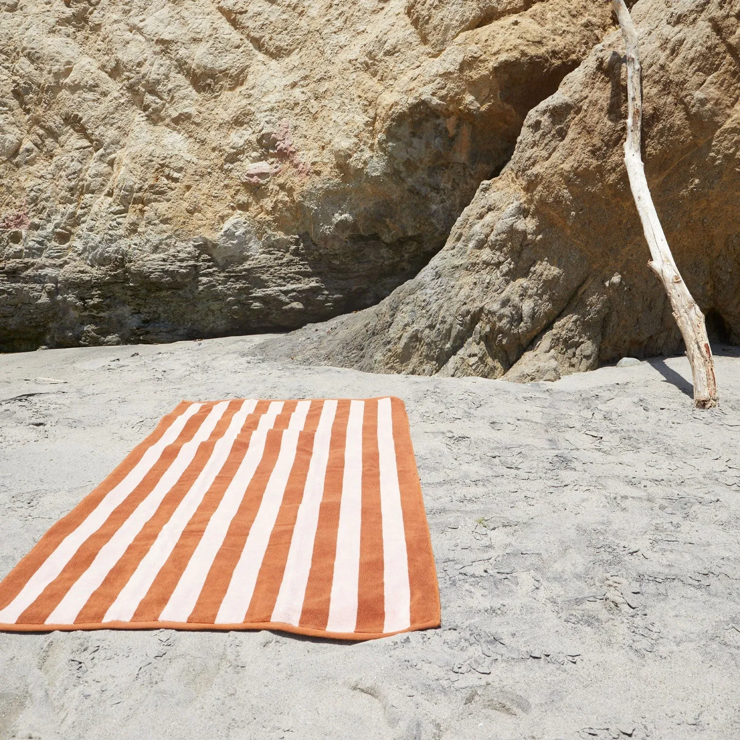 Simple Striped Terry Beach Towel - Blush/Terracotta