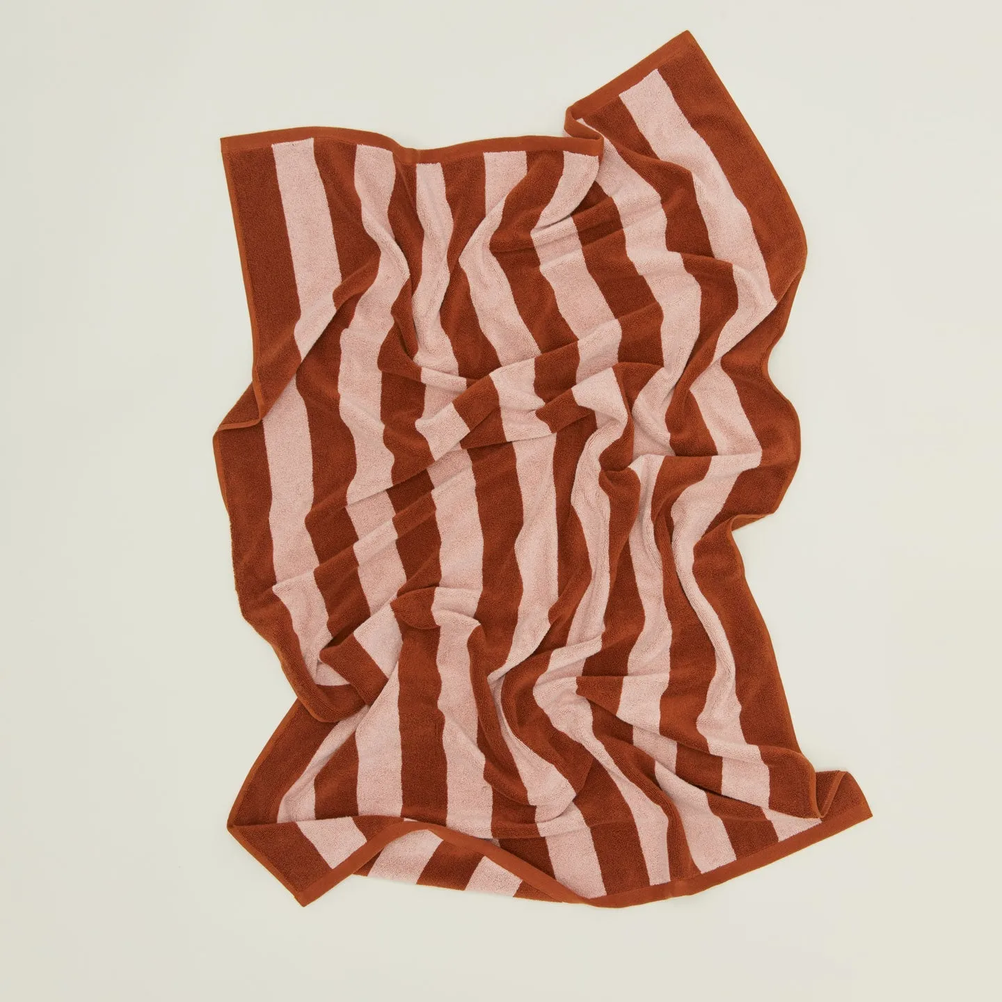 Simple Striped Terry Beach Towel - Blush/Terracotta