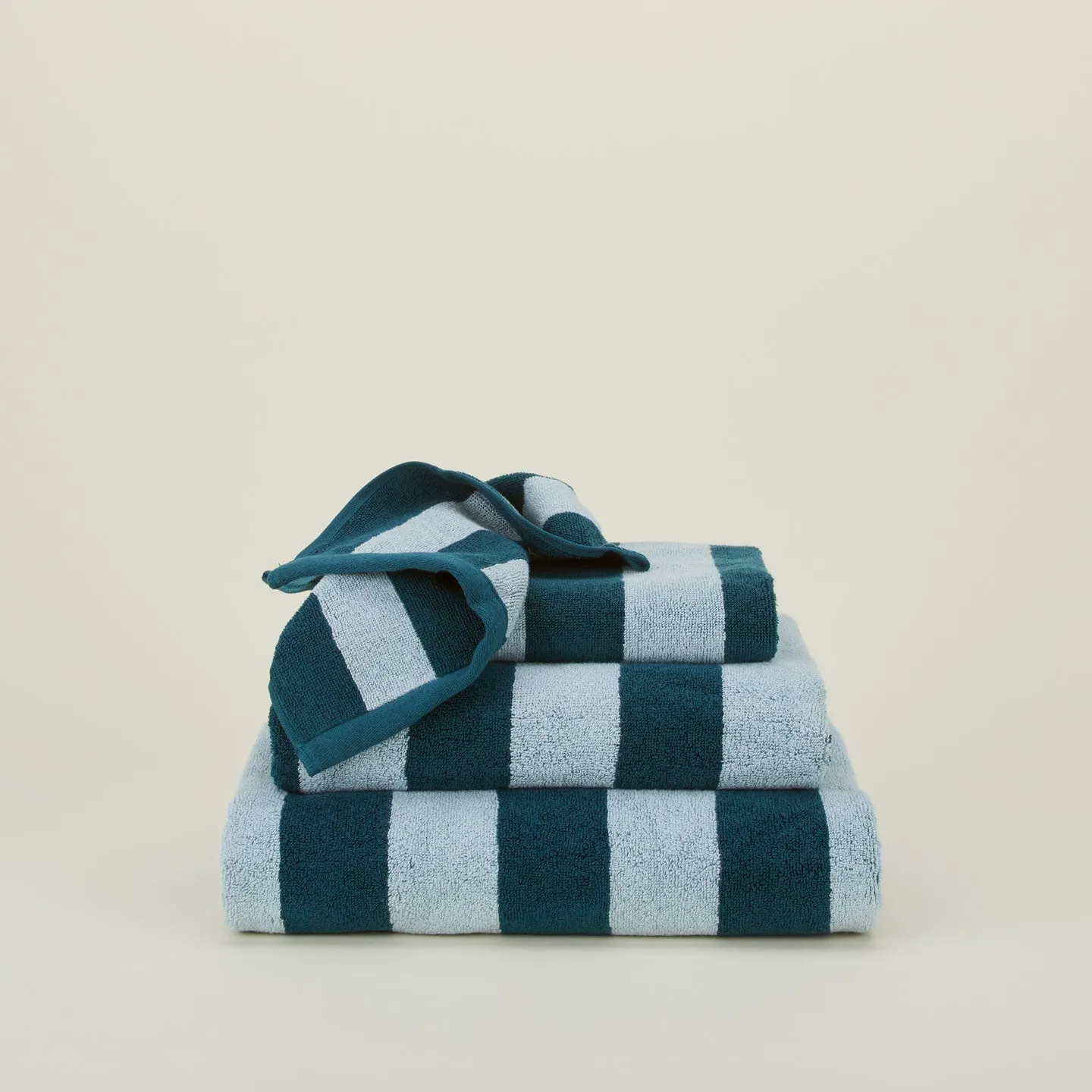 Simple Striped Terry Towel - Sky/Peacock