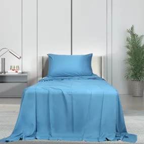 Single Dreamz 3pcs Single Size 100% Bamboo Bed Sheet Set Blue