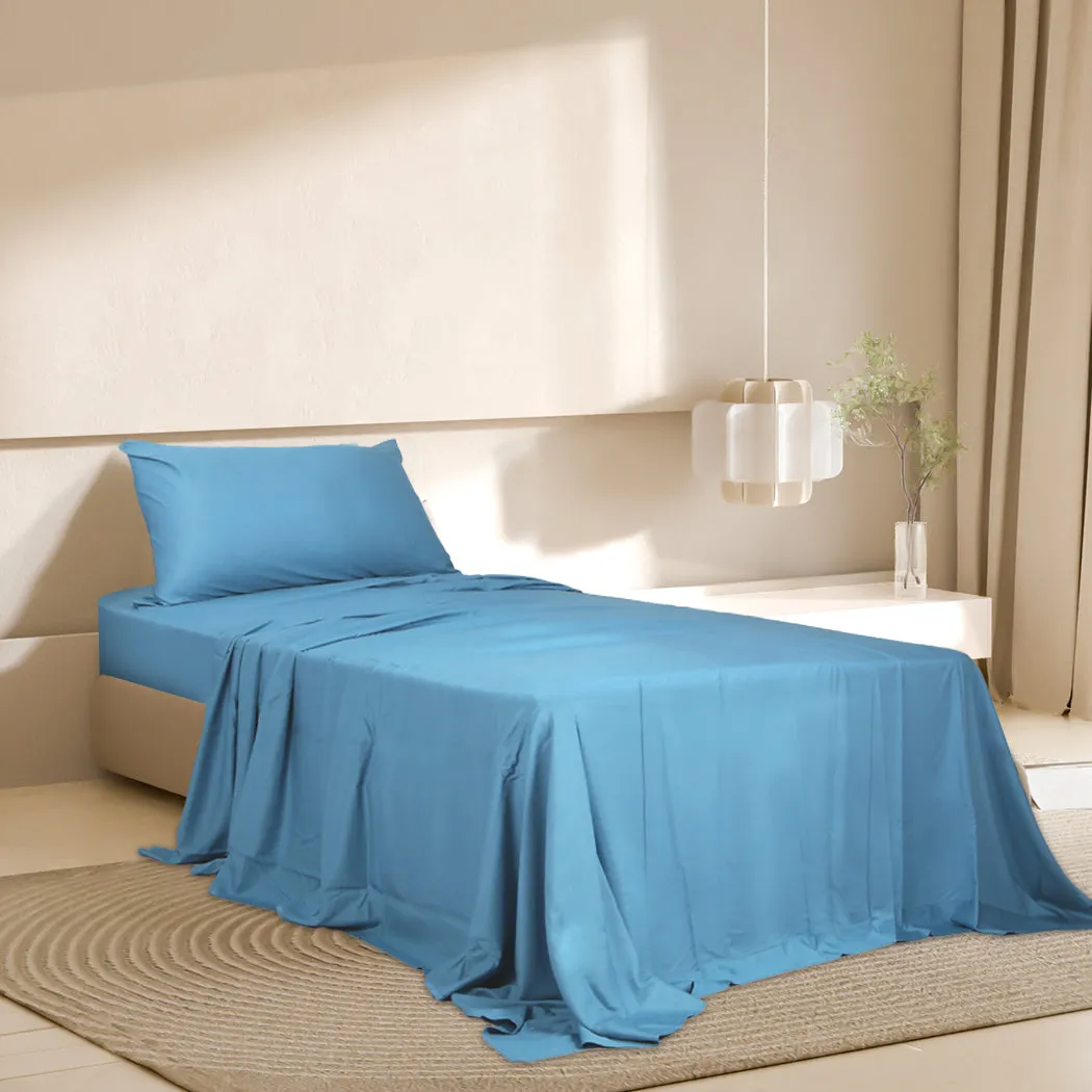 Single Dreamz 3pcs Single Size 100% Bamboo Bed Sheet Set Blue