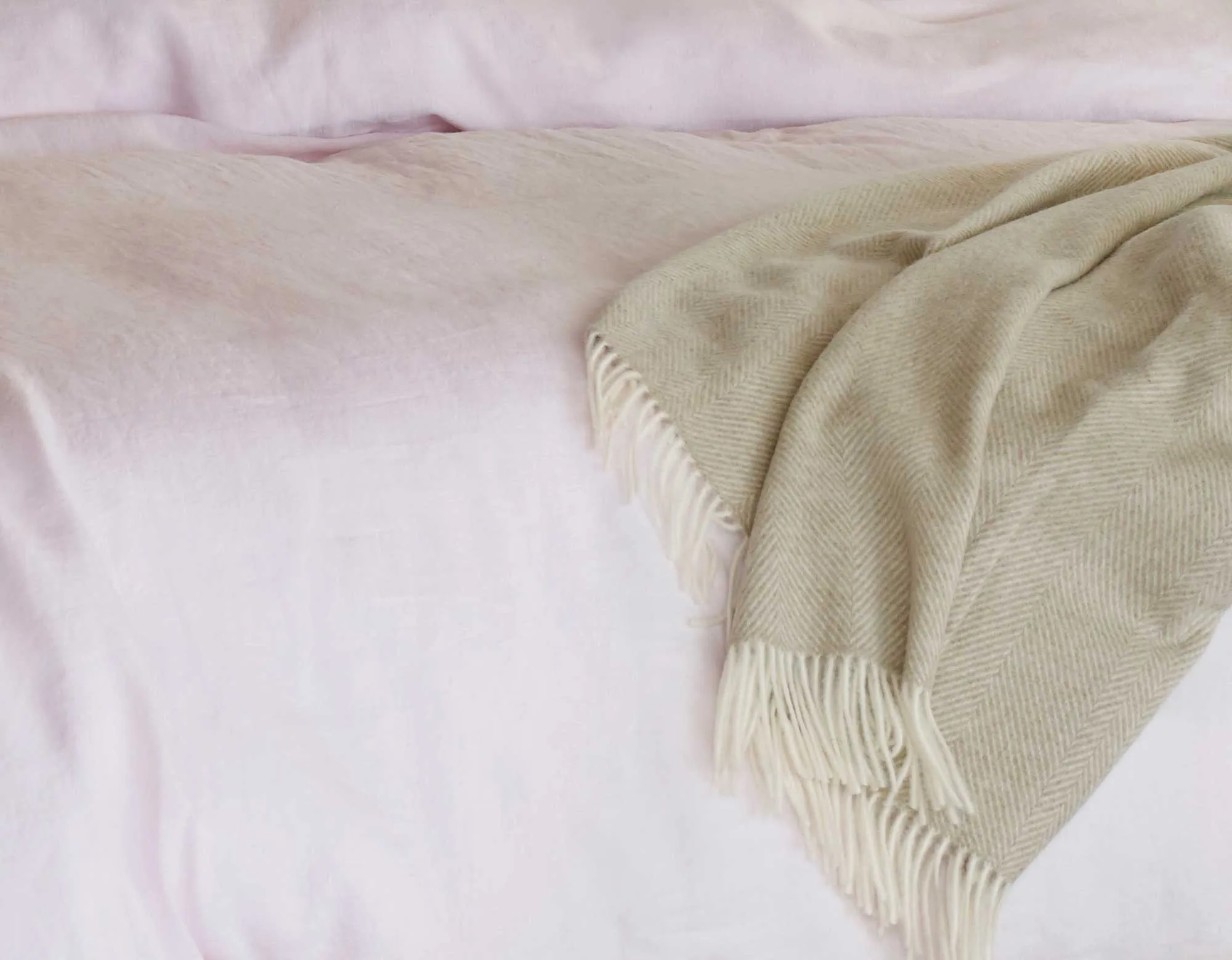 Single Linen Fitted Sheet - Soft Pink