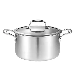 SOGA 26cm Stainless Steel Soup Pot Stock Cooking Stockpot Heavy Duty Thick Bottom with Glass Lid