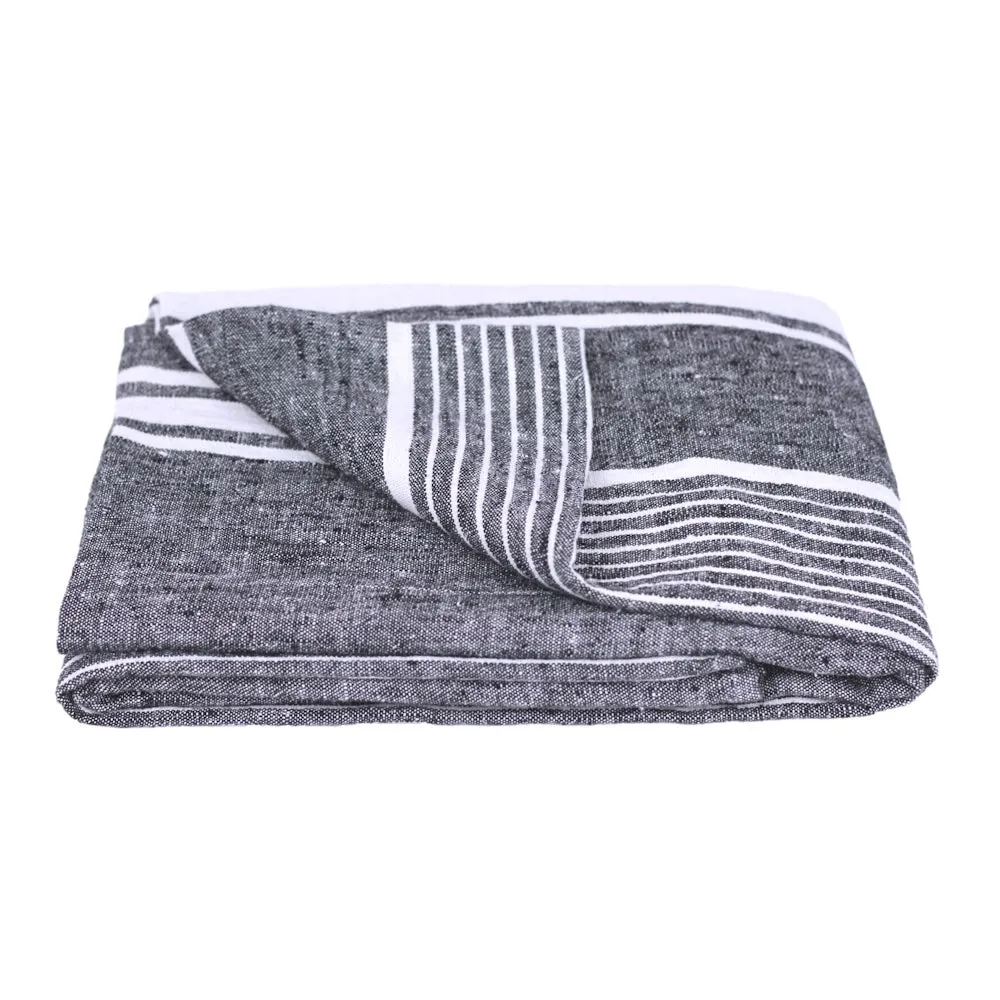 Stonewashed Linen BeachTowel Black