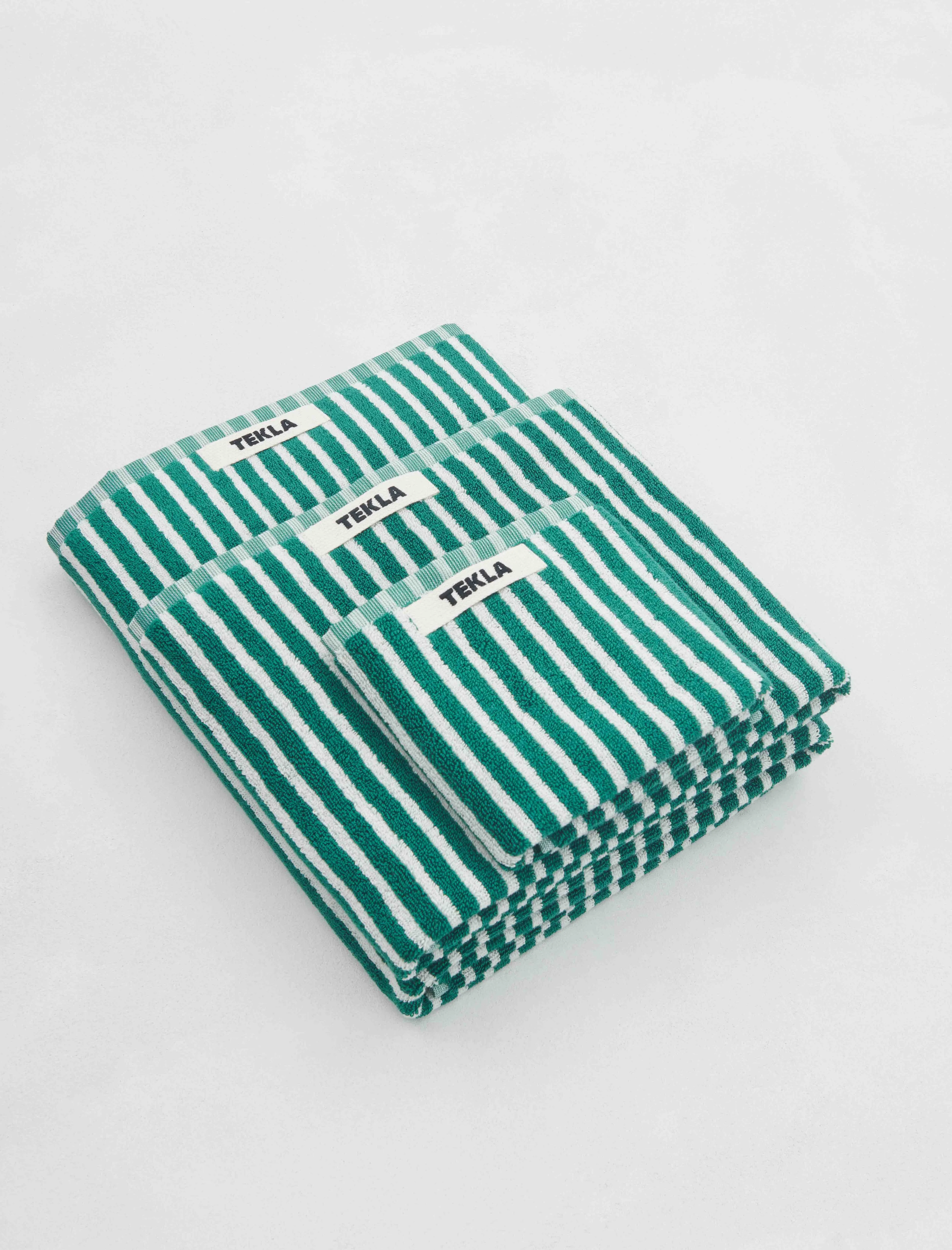 Terry Towel Teal Green Stripes