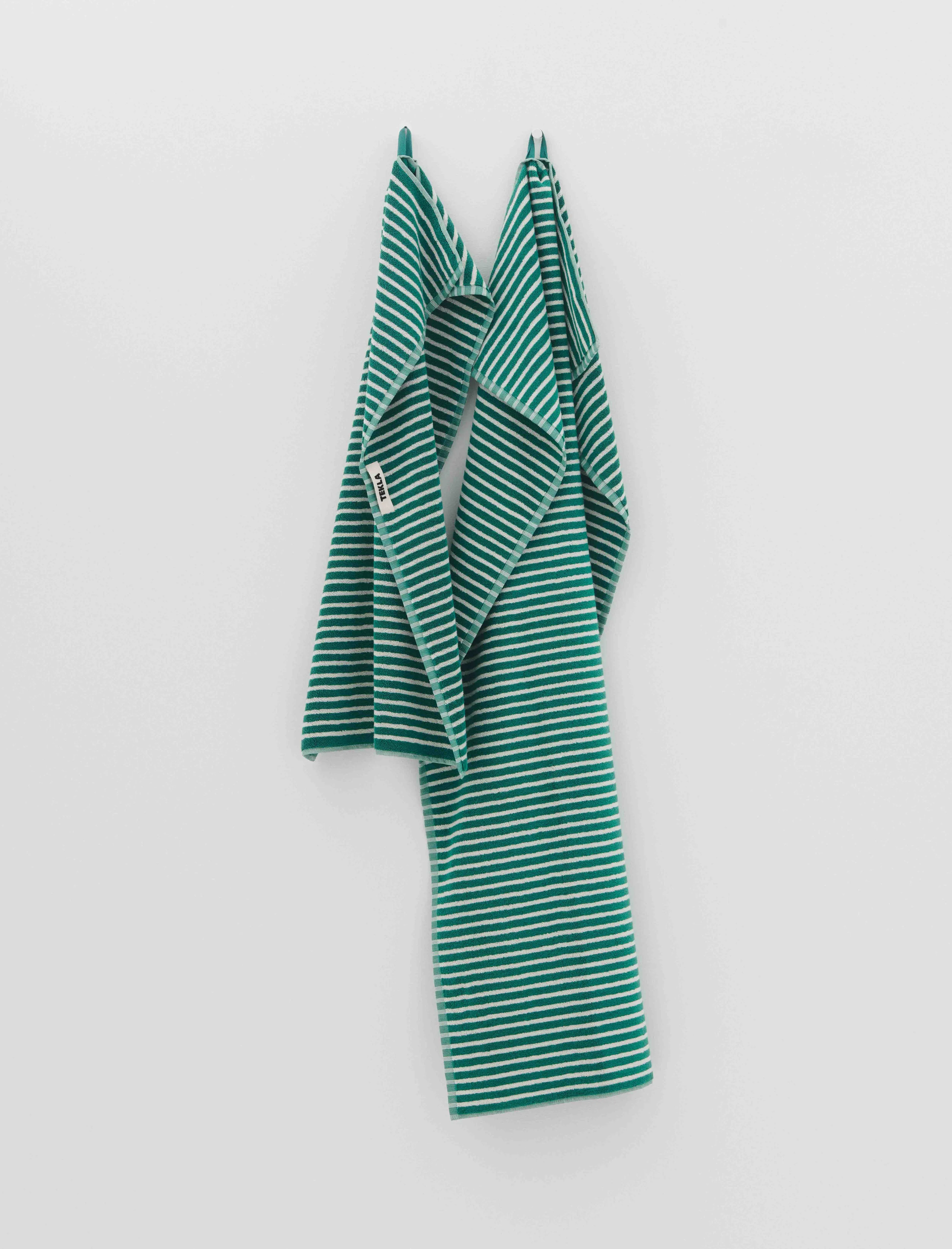 Terry Towel Teal Green Stripes