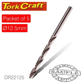 TORK CRAFT DRILL HSS 12.5MM 135DEG 5 PACK INDUSTRIAL BIT DR22125