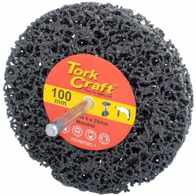 TORK CRAFT FACE OFF DISC 100MM FITTED 6MM MANDREL CARDED FOR A DRILL TCFA0702C-1