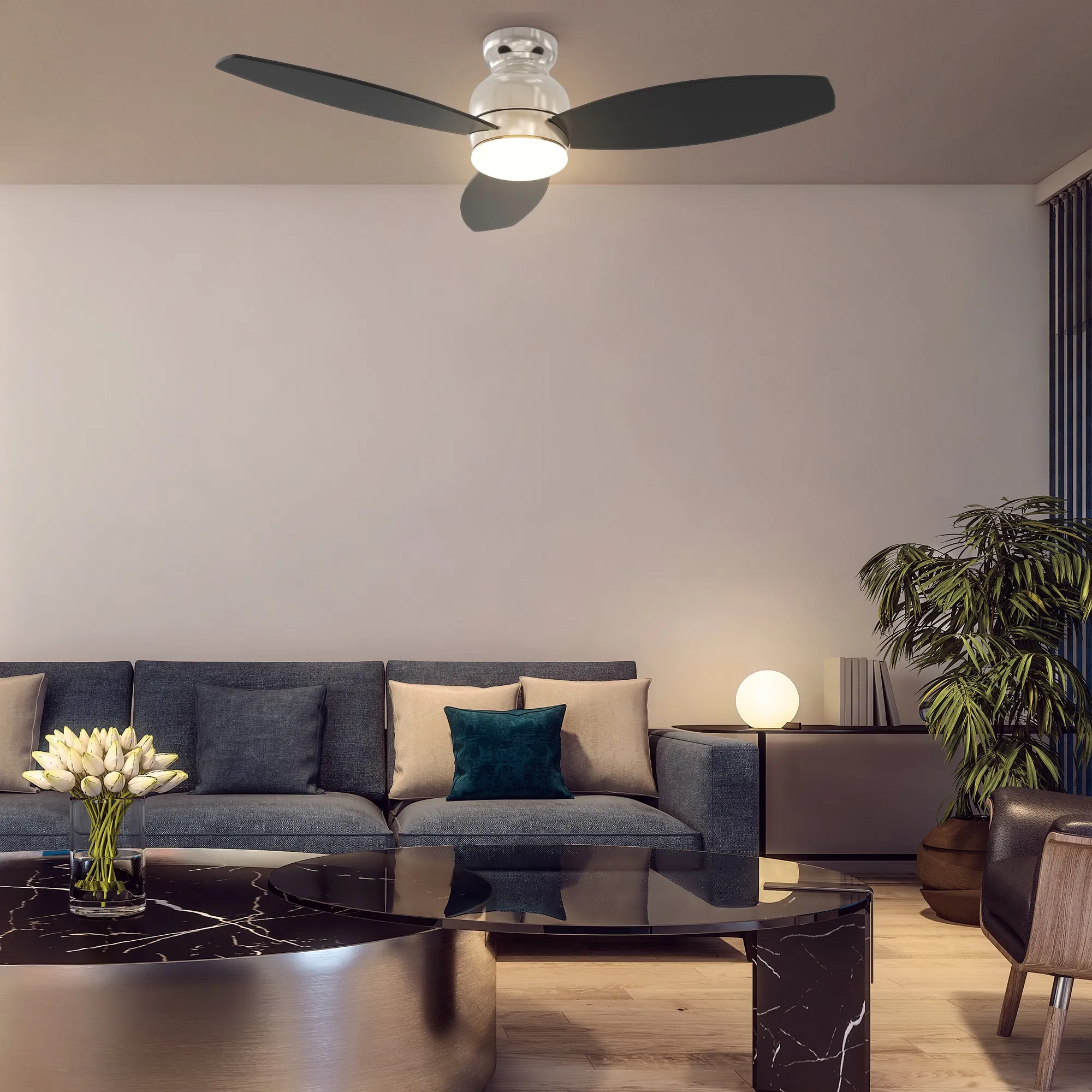 Trendsetter Low Profile Outdoor Smart Fan with LED Light Remote 52”