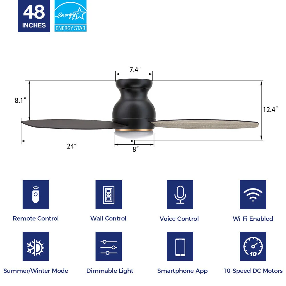 Trendsetter Ⅱ Outdoor Low Profile Smart Fan with LED Light Remote 48”