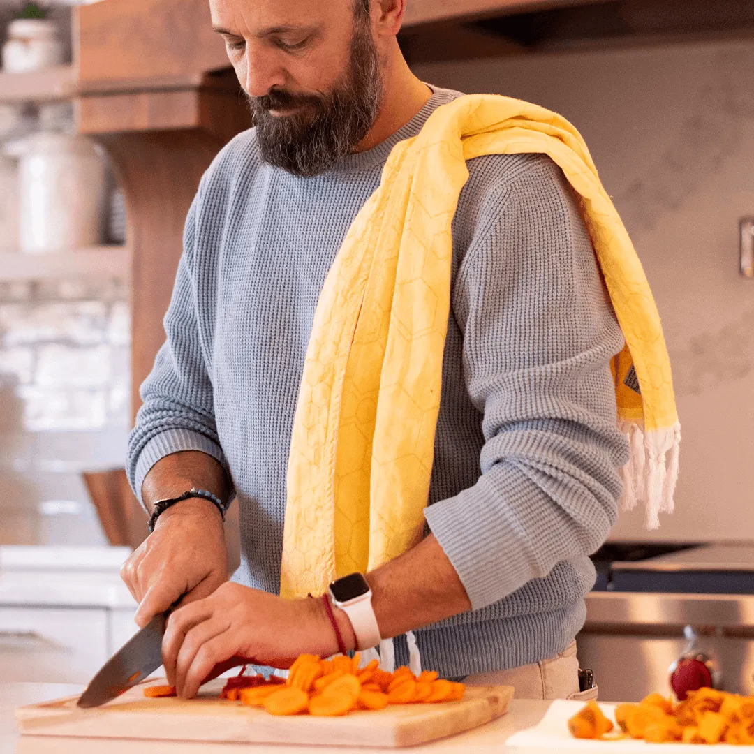 Turkish Cotton Hand Towel | Honeycomb in Yellow   Orange