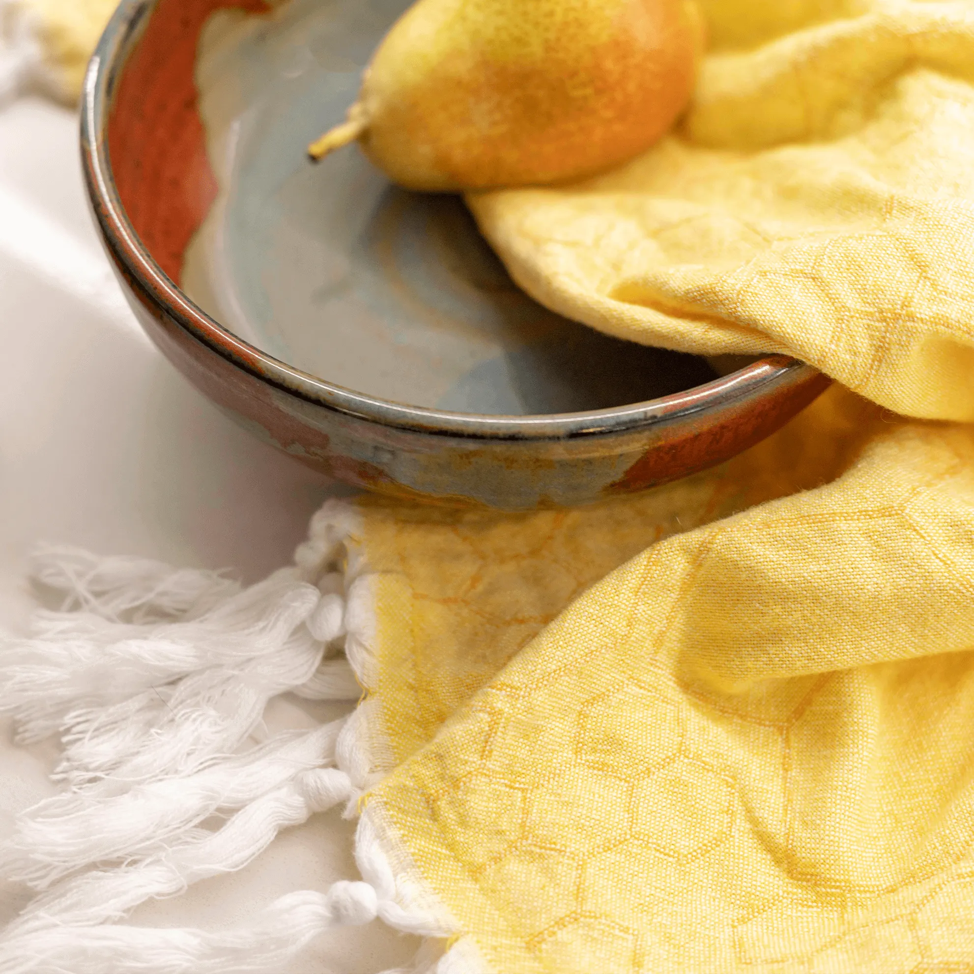 Turkish Cotton Hand Towel | Honeycomb in Yellow   Orange