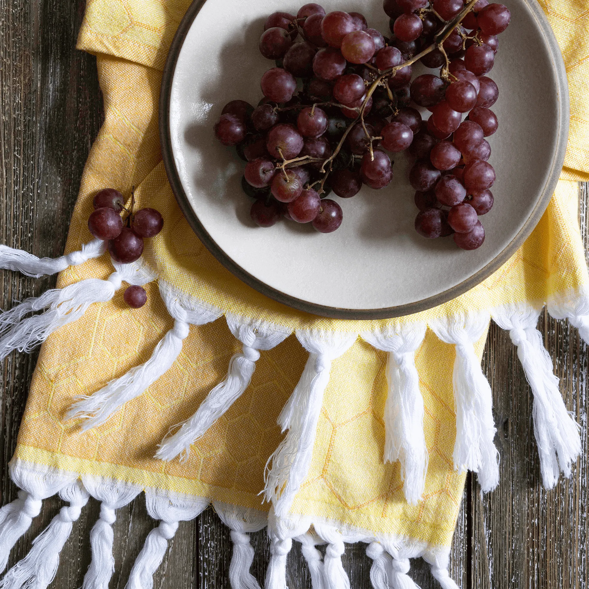 Turkish Cotton Hand Towel | Honeycomb in Yellow   Orange