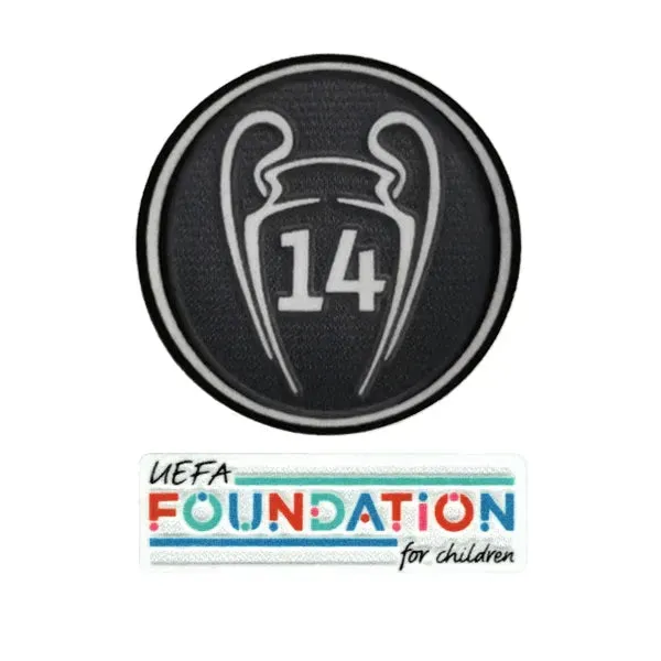 UEFA 2021-24 Real Madrid Champion League 14 Trophy YOUTH Patch Set (Foundation Patch Included)