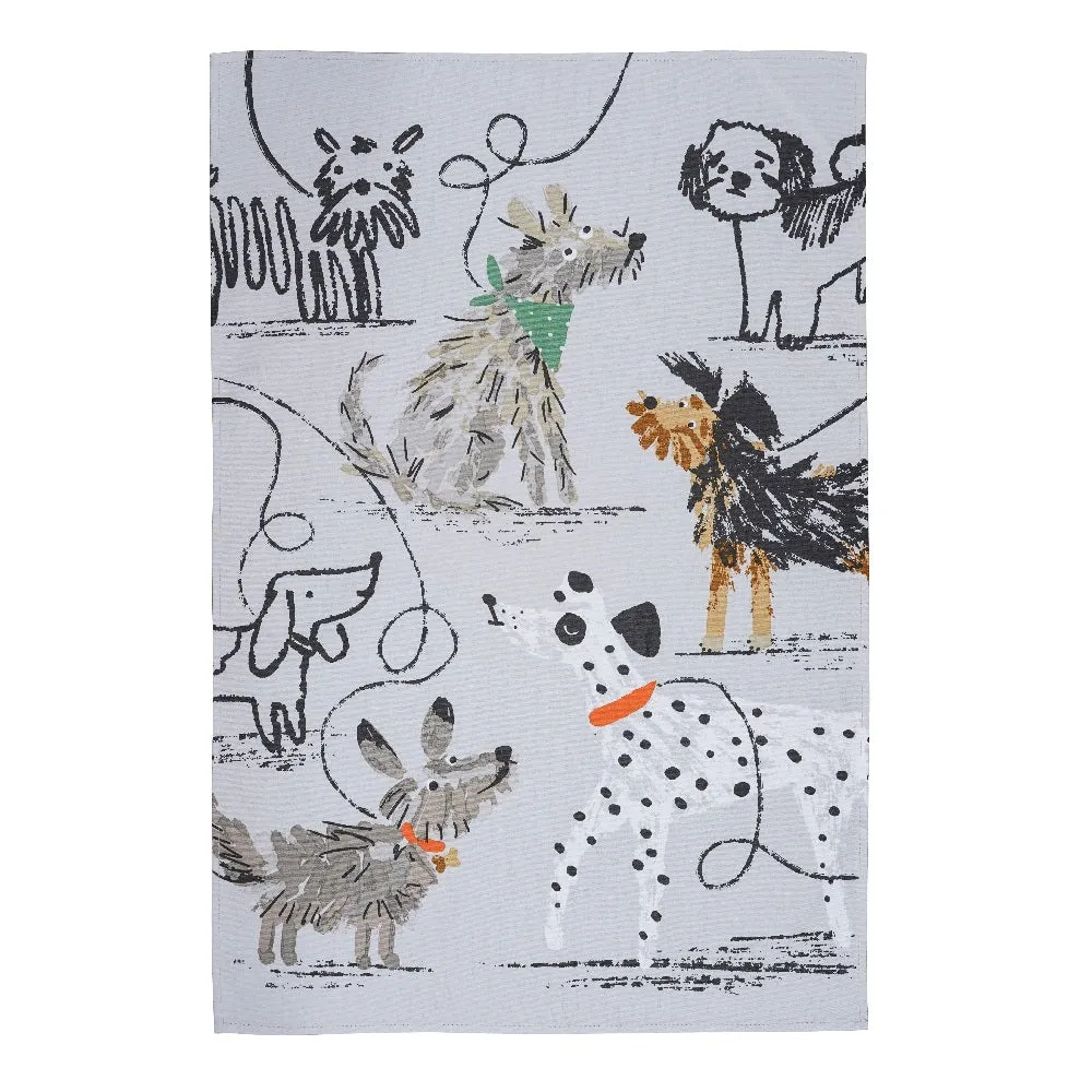 Ulster Weavers Cotton Tea Towel in Grey - Dog Days