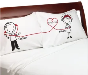 Valentines Day Gift Listen to My Heart Boyfriend Girlfriend Valentine for him her Couple Pillowcases Personalized Stick People Lovers Love