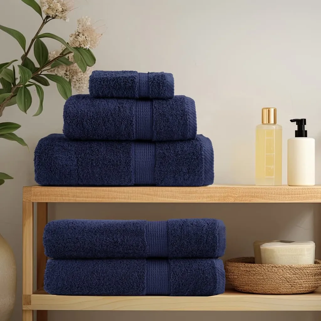 vidaXL 12 Piece Premium Navy Blue Towel Set - 600 GSM Luxury, Absorbency & Durability