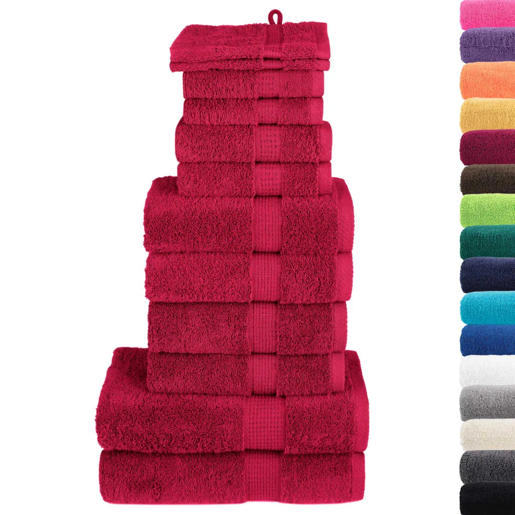 vidaXL 12 Piece Premium Towel Set SOLUND Red - Luxurious 600 GSM Cotton Towels for Home & Spa