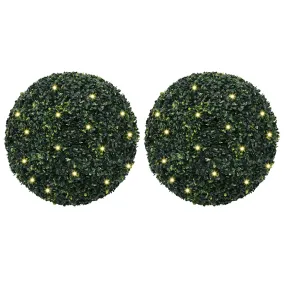 vidaXL Artificial Boxwood Balls with LED Lights 2 pcs Green 52 cm