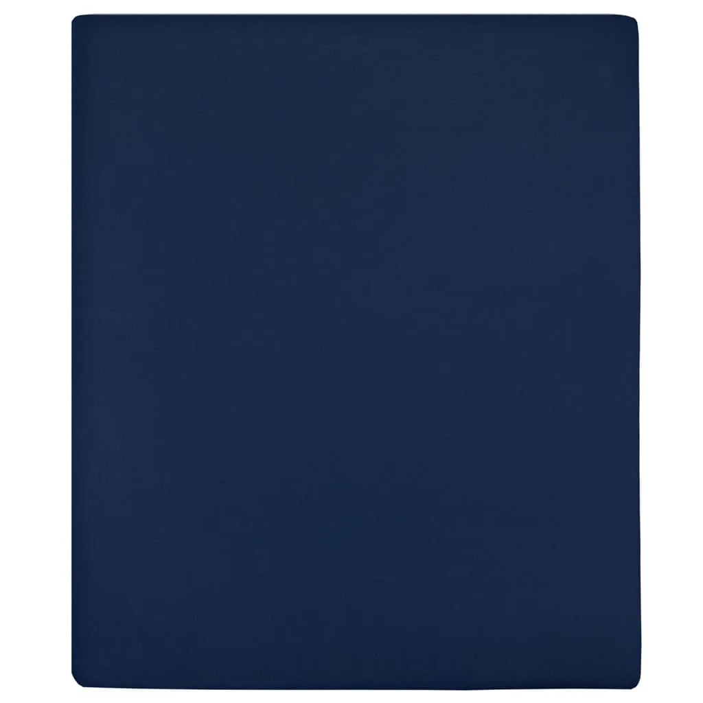 vidaXL Jersey Fitted Sheets 2 pcs Navy Blue 90x200 cm Cotton