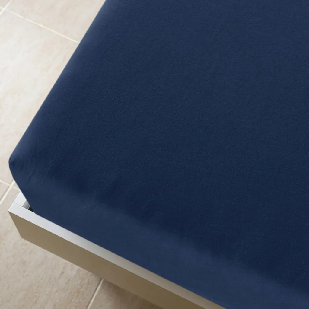 vidaXL Jersey Fitted Sheets 2 pcs Navy Blue 90x200 cm Cotton