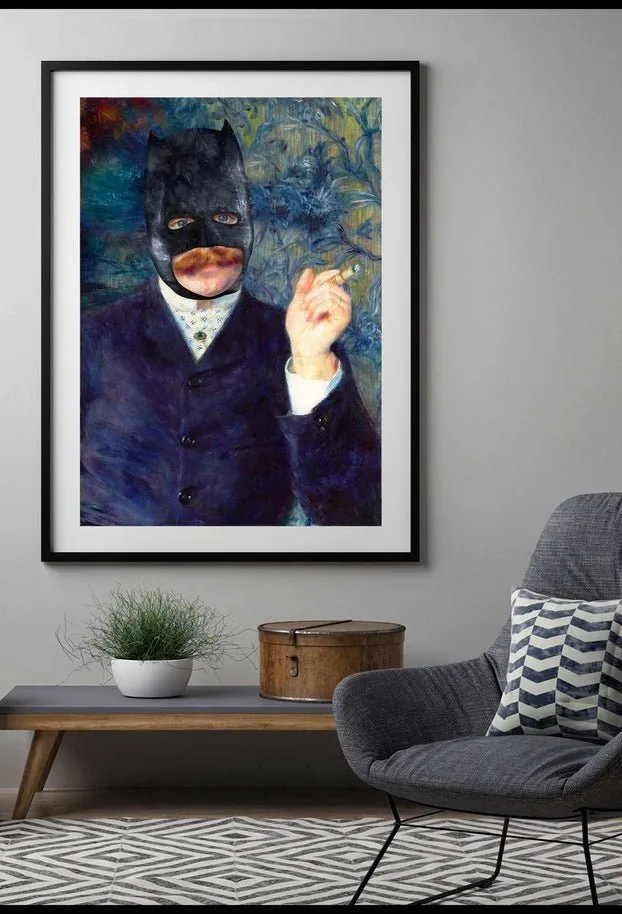 Vintage Superhero Painting Altered Art Print