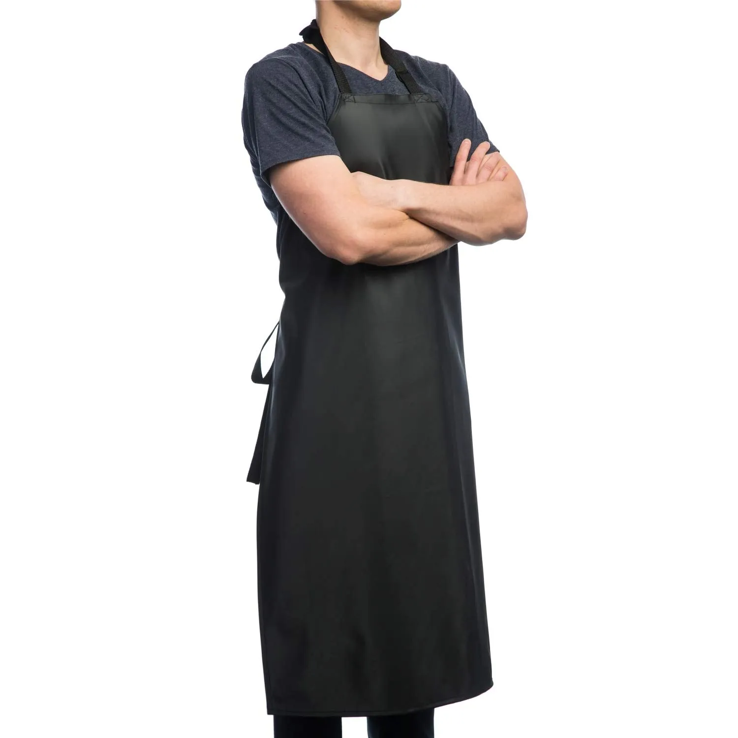 Waterproof Rubber Vinyl Apron Black - Heavy Duty Model - Stay Dry - Industrial