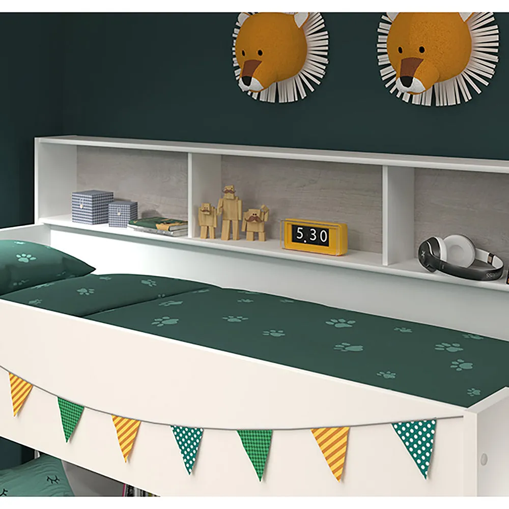 White/Grey Bunk Bed with Optional Drawer - Parisot Leo Tam Tam 3