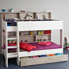 White/Grey Bunk Bed with Optional Drawer - Parisot Leo Tam Tam 3