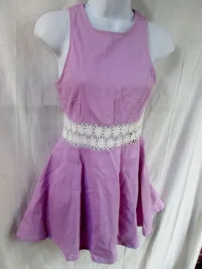 WOMENS TOBI Cotton Mini Dress Sleeveless S Purple Lavender Lace Violet