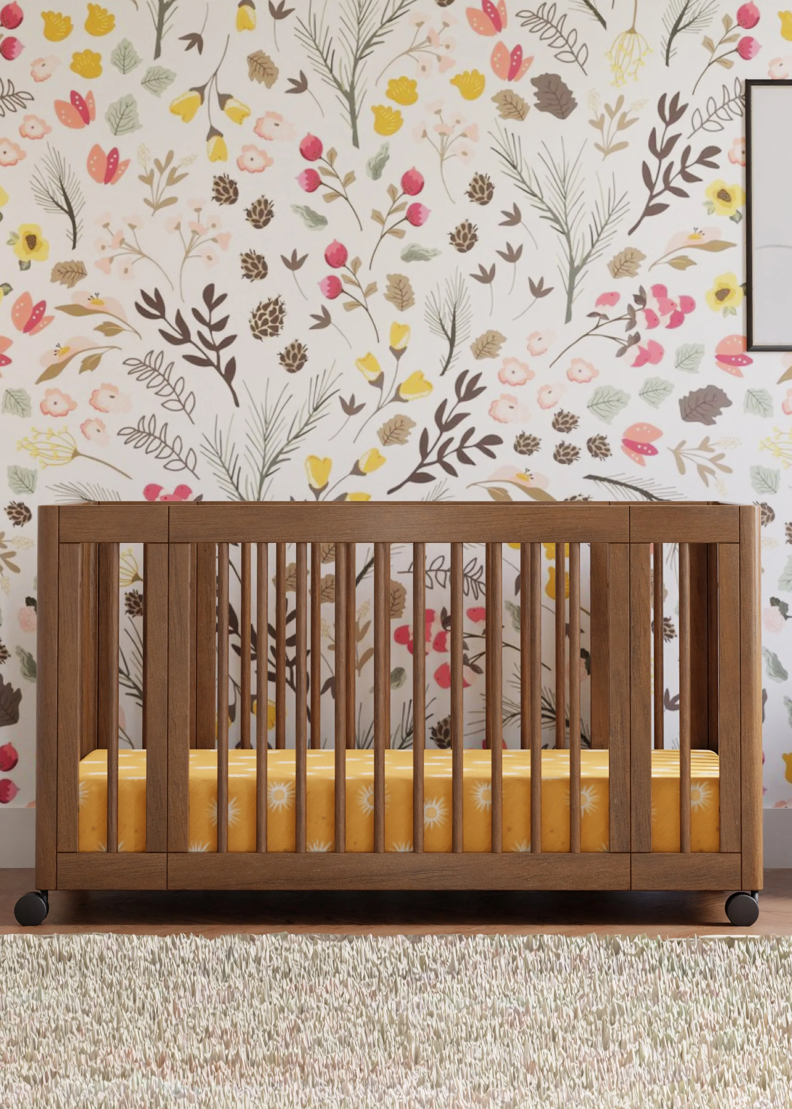 YUZU 8-IN-1 CONVERTIBLE CRIB WITH ALL AGES CONVERSION KITS - NATURAL WALNUT