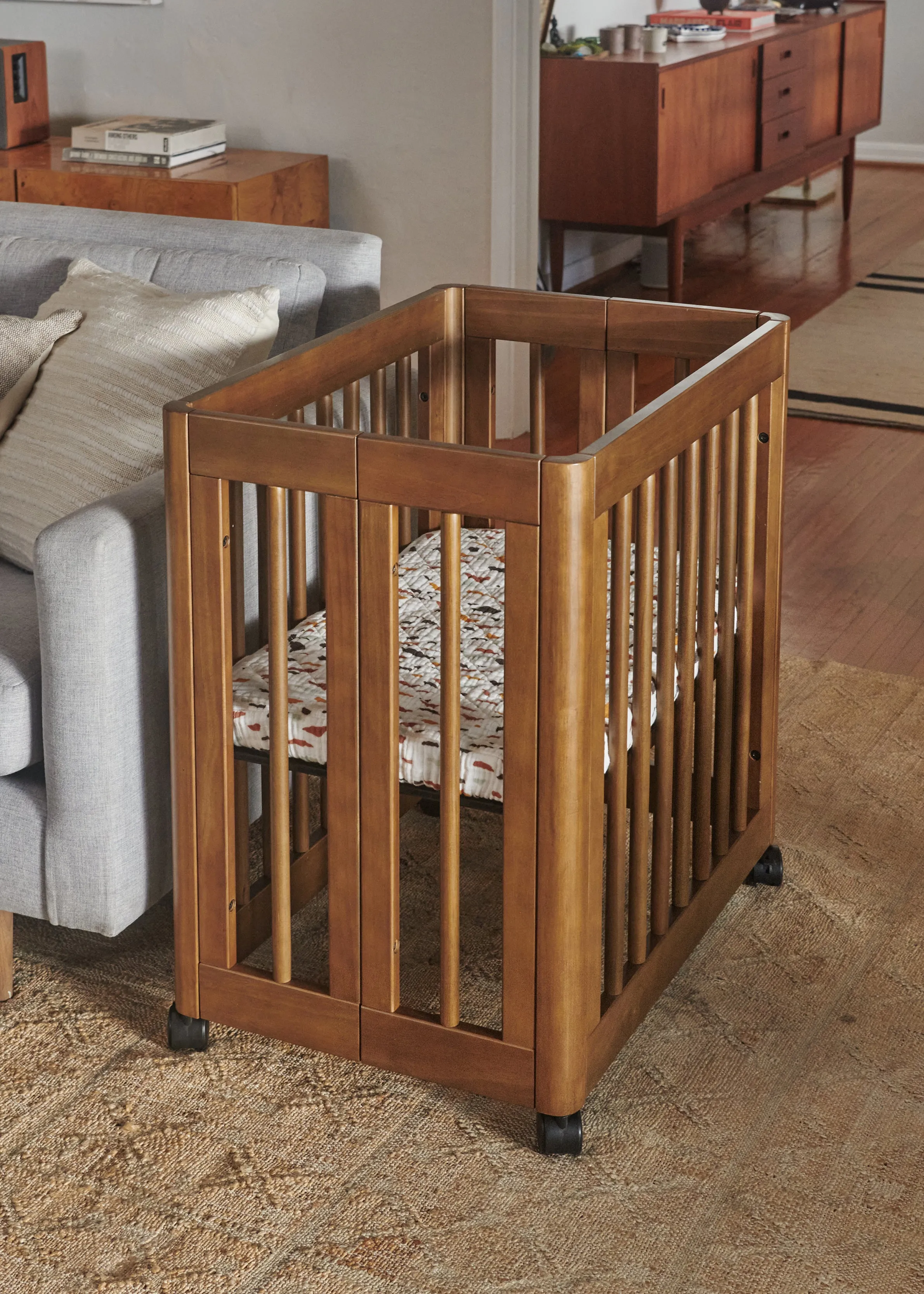 YUZU 8-IN-1 CONVERTIBLE CRIB WITH ALL AGES CONVERSION KITS - NATURAL WALNUT